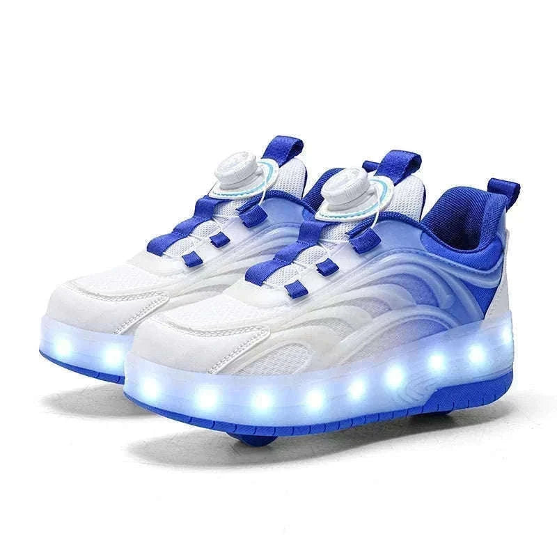 GlowRollers LED Skate Sneakers for Kids with Rolling Fun-YQ-168-Pink purple / 31