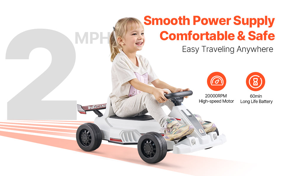 Elektrische Kinder Go-Kart 6V Trapauto met Koplamp & Claxon