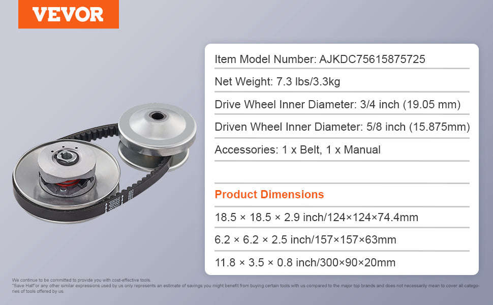 Go-Kart Torque Converter Clutch Kit with Drive Belt-780 Series / United States