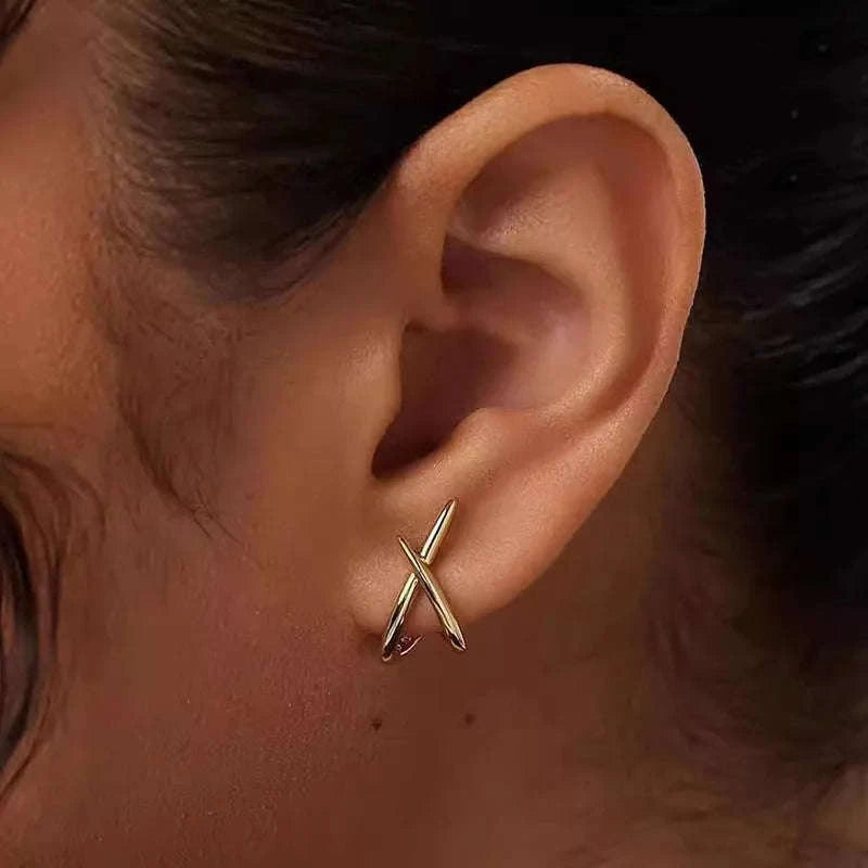Gold Cross Stud Earrings for Women – Dainty Minimalist Jewelry-662490