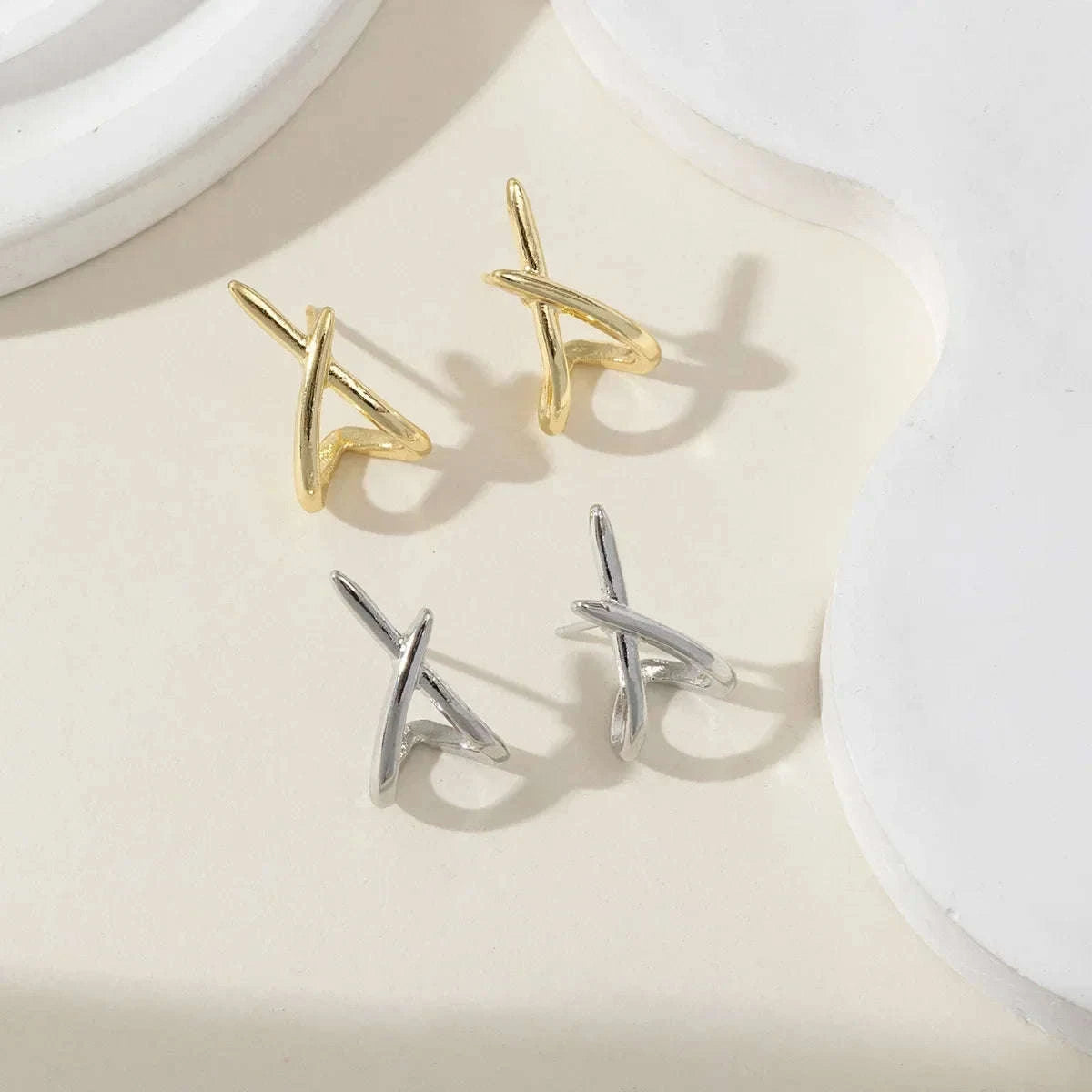 Gold Cross Stud Earrings for Women – Dainty Minimalist Jewelry-662490