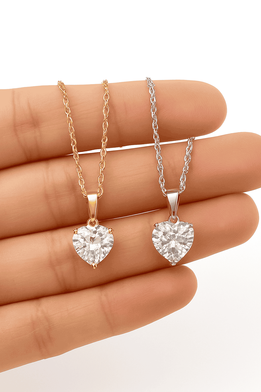 Gold Plated Zircon Heart Necklace for Women-45cm / N01653G