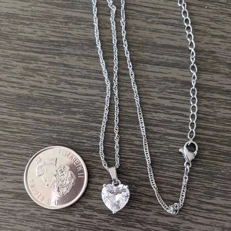 Gold Plated Zircon Heart Necklace for Women-45cm / N01653G