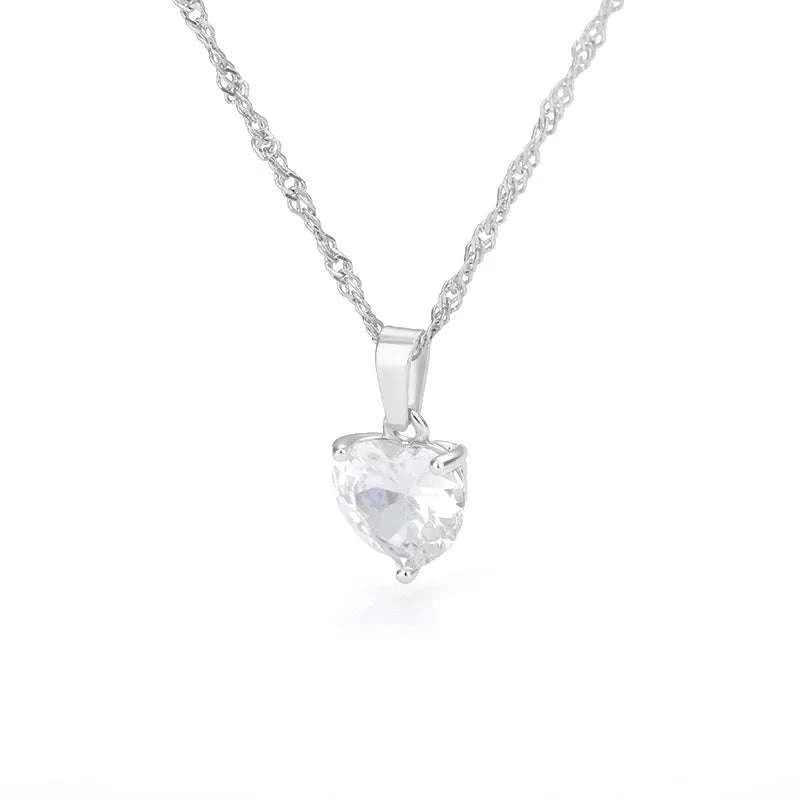 Gold Plated Zircon Heart Necklace for Women-45cm / N01653G