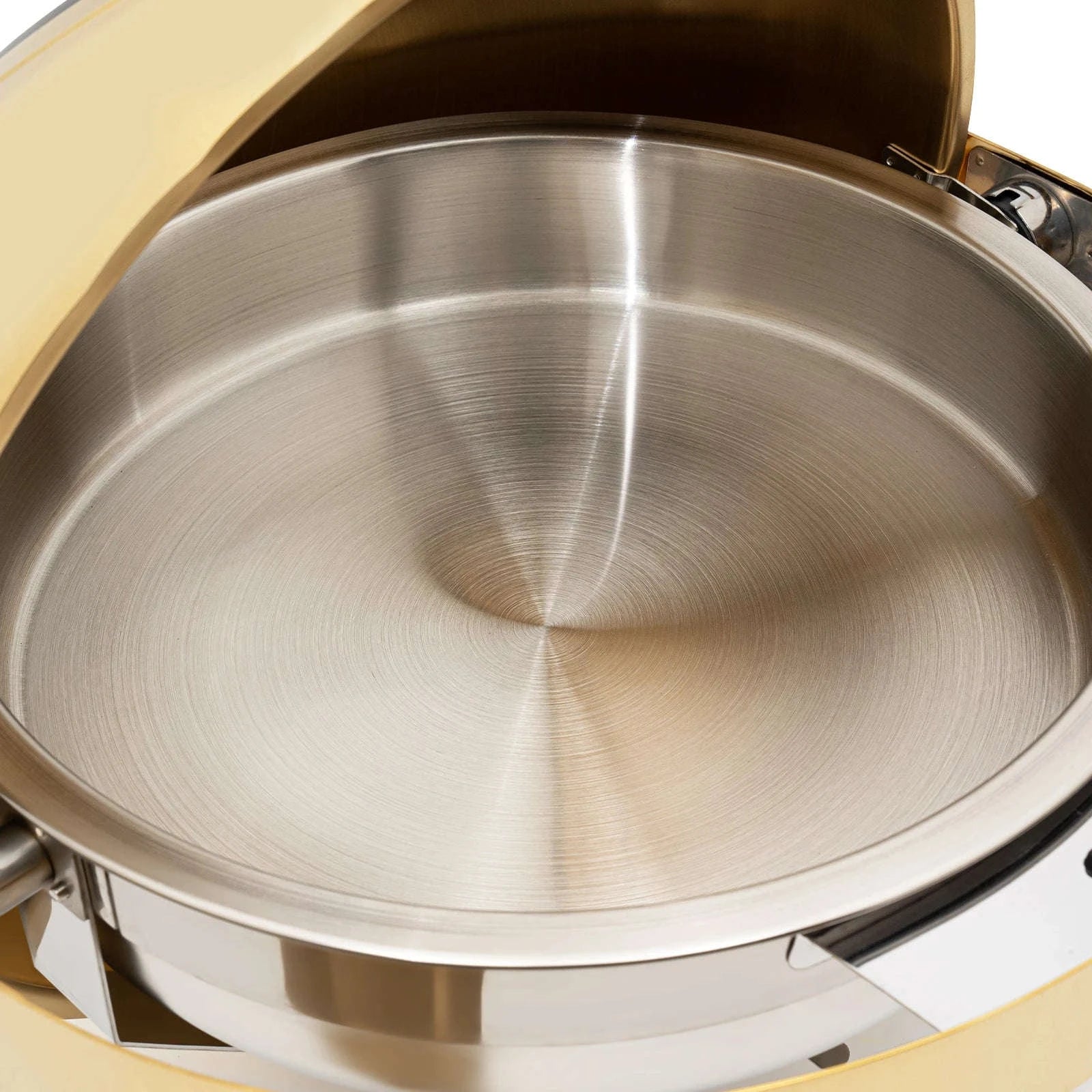Gold Round Roll Top Chafing Dish 6L Stainless Steel Buffet Warmer with Visual Lid-Gold / United States
