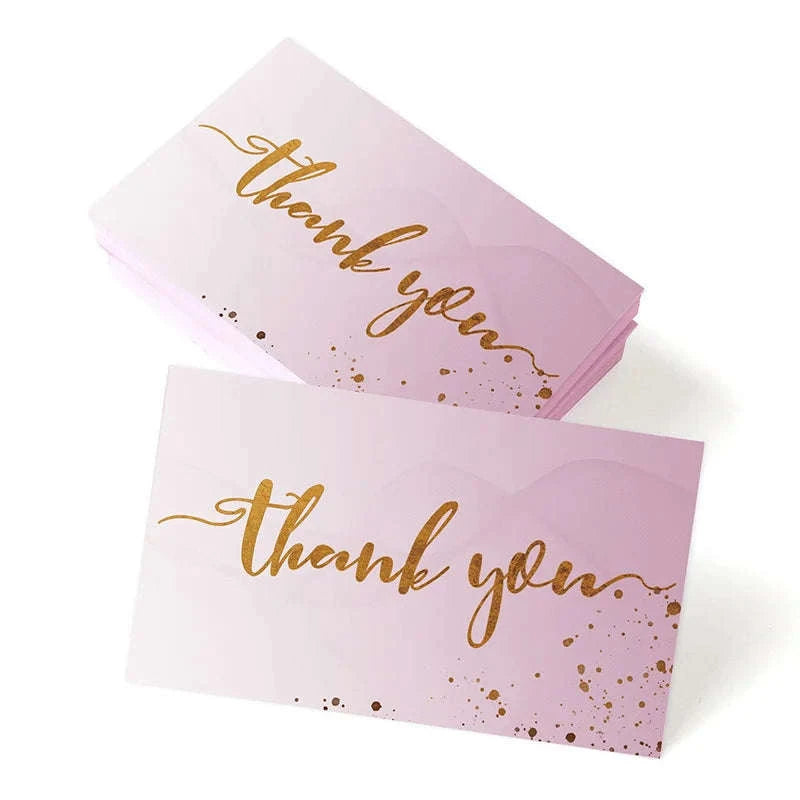 Gold Textured Thank You Cards - 50 Pack Elegant Gratitude Notes-50pcs  pink