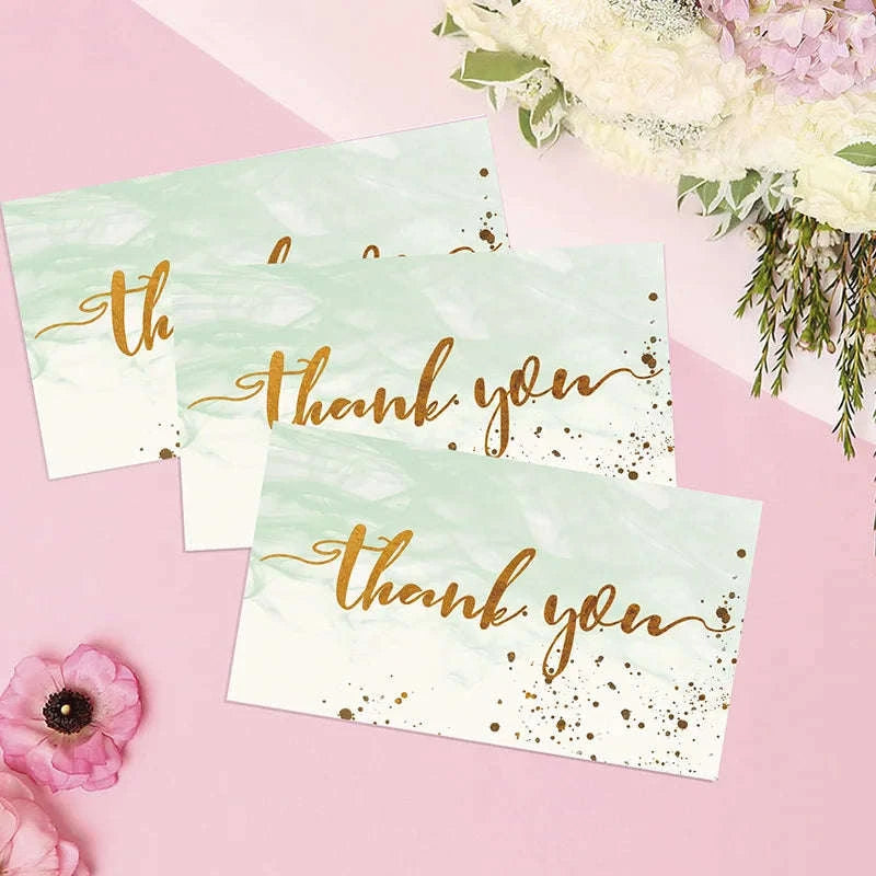 Gold Textured Thank You Cards - 50 Pack Elegant Gratitude Notes-50pcs  pink