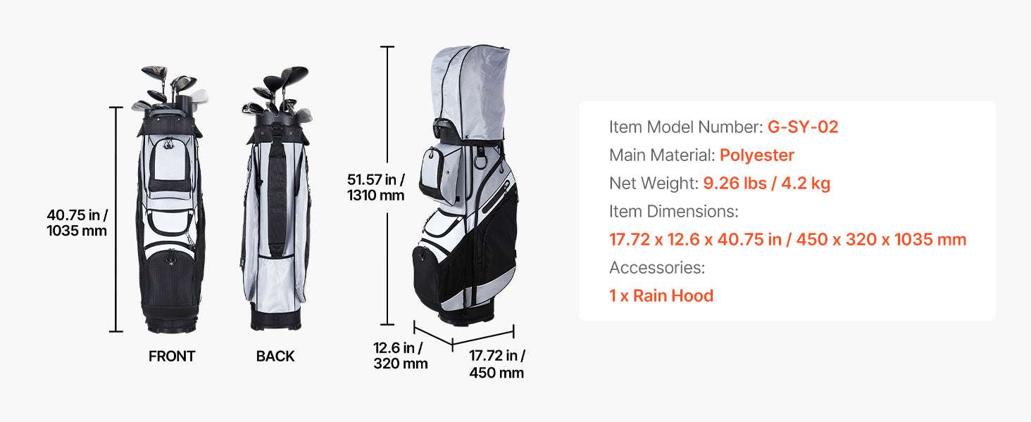 Golf Cart Bag with 14-Way Divider & 13 Storage Pockets-900D polyester / United States