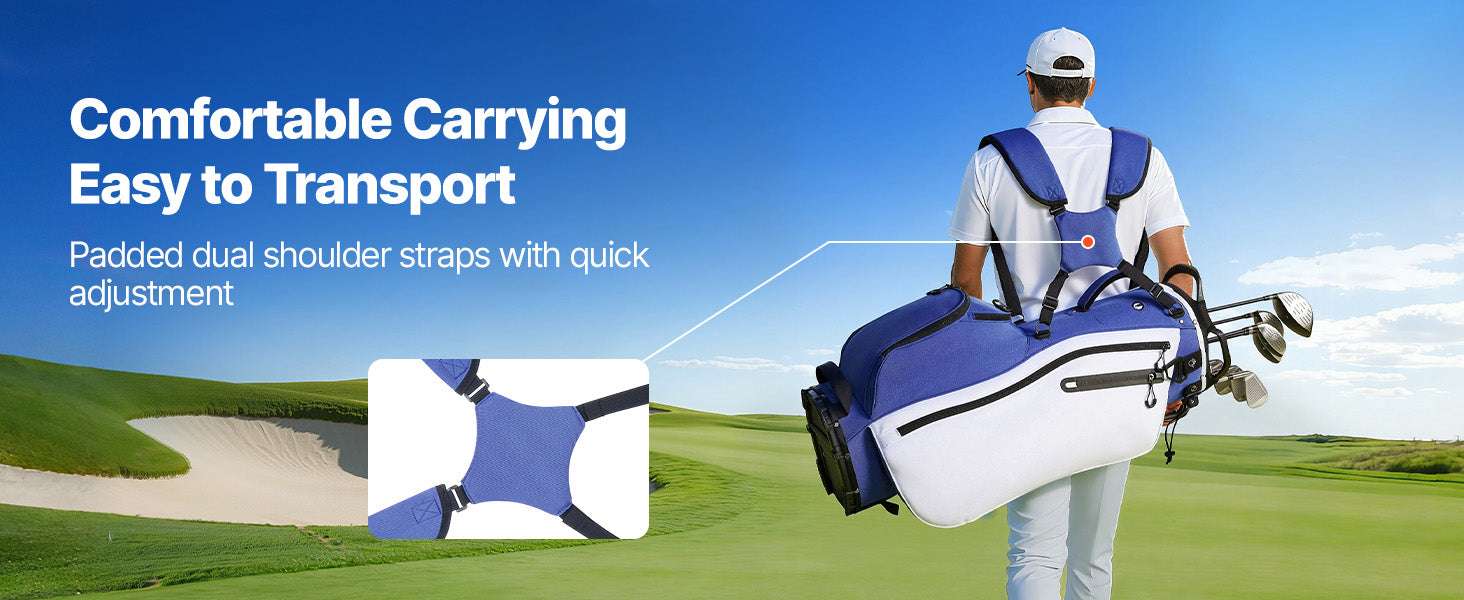 Golf Cart Bag with 7/14 Way Dividers, Storage Pockets & Straps-7 Way / United States