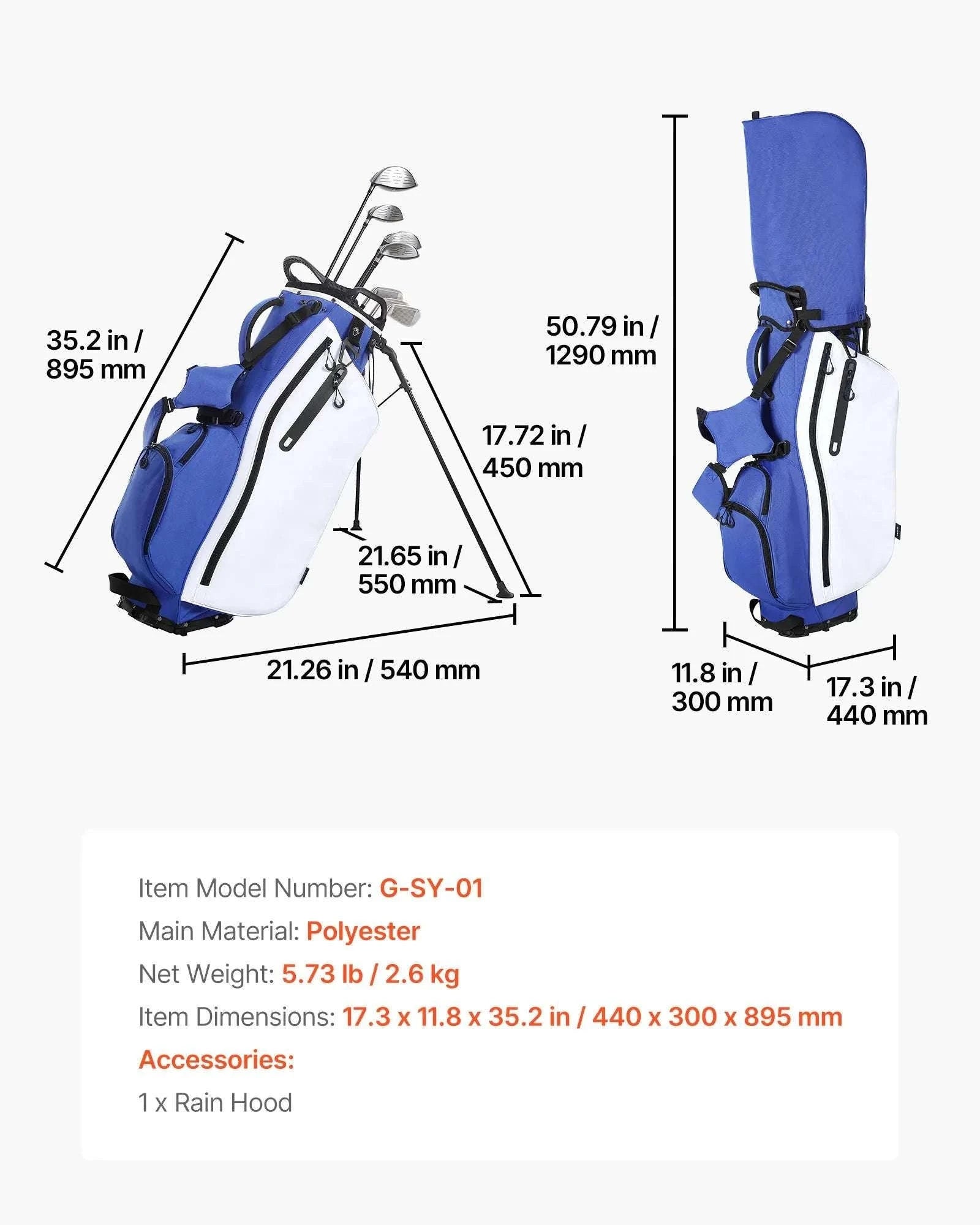 Golf Cart Bag with 7/14 Way Dividers, Storage Pockets & Straps-7 Way / United States