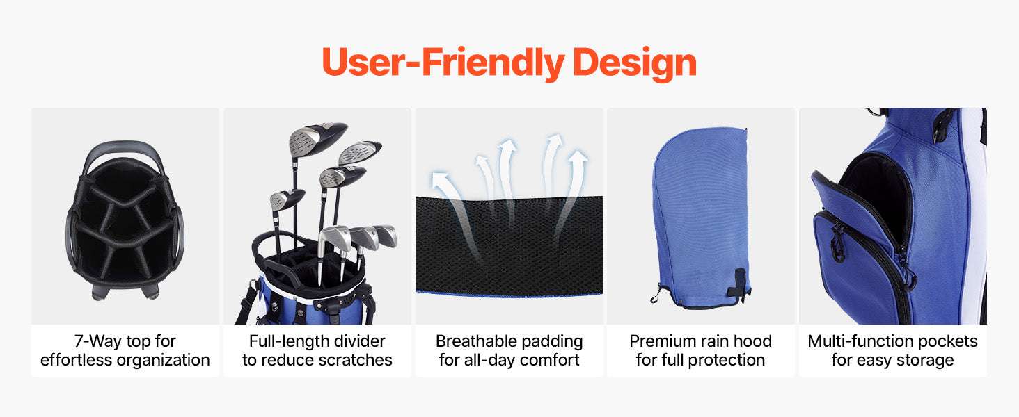 Golf Cart Bag with 7/14 Way Dividers, Storage Pockets & Straps-7 Way / United States