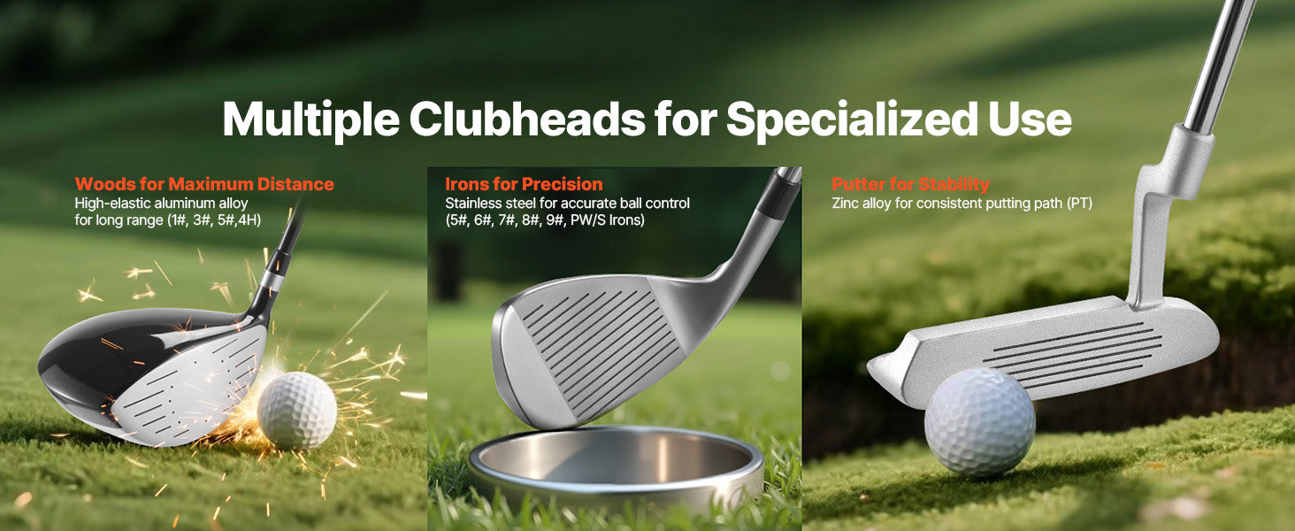 SucceBuy Golf Club Set 12 Pieces Right Handed with 460CC #1 Driver #3 & 5 Fairway Wood #4 Hybrid #5/#6/#7/#8/#9/#PW/#SW Irons
