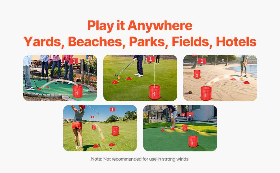 SucceBuy 3/6/9 Hole Backyard Golf Game Portable Bucket Golf Course Practice Chipping Games for Family Outdoor Sports