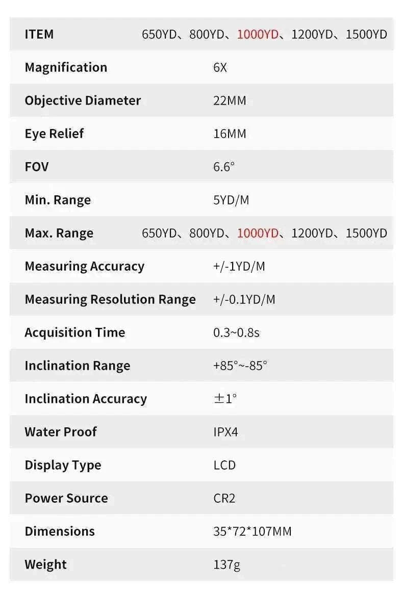 Golf Laser Rangefinder 1000M with Slope & Flag Lock Precision Meter-1000m