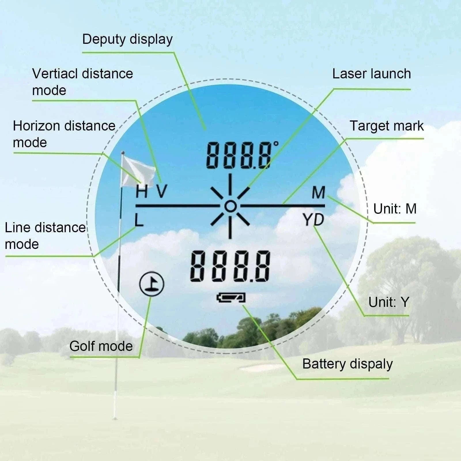 Golf Laser Rangefinder 1000M with Slope & Flag Lock Precision Meter-1000m