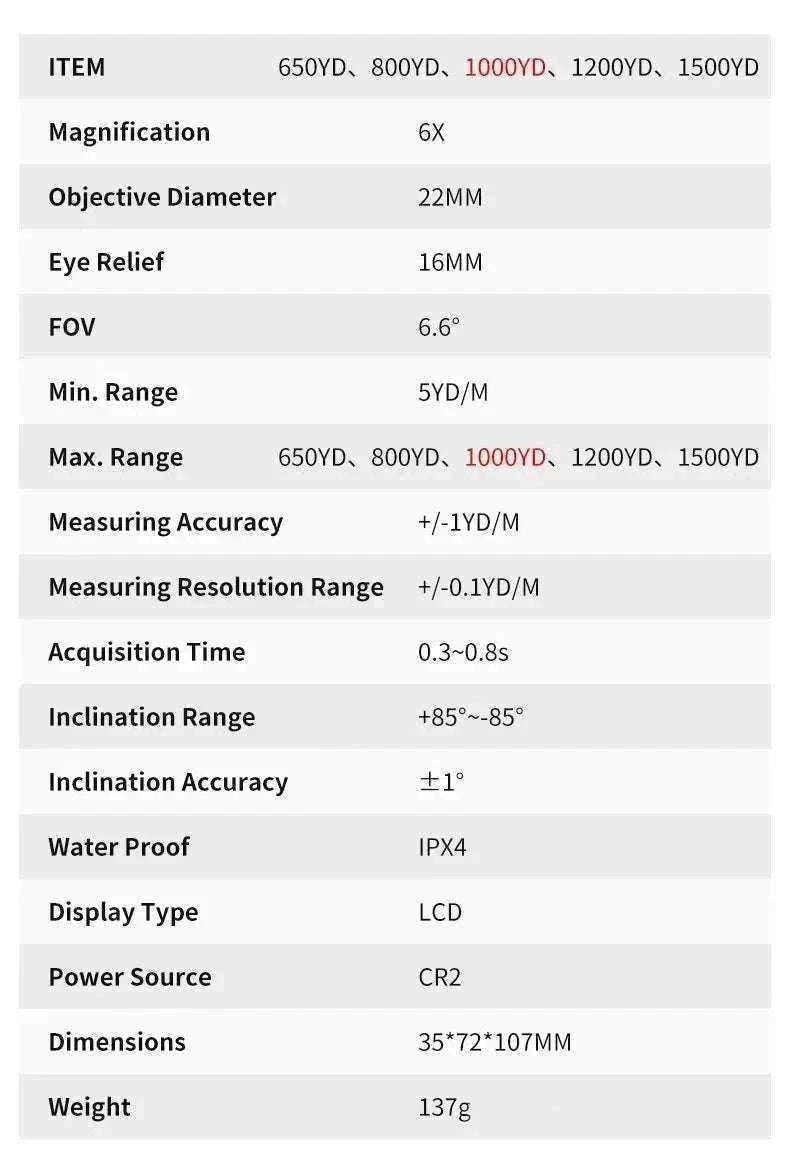 Golf Laser Rangefinder 1000M with Slope & Flag Lock Precision Meter-1000m