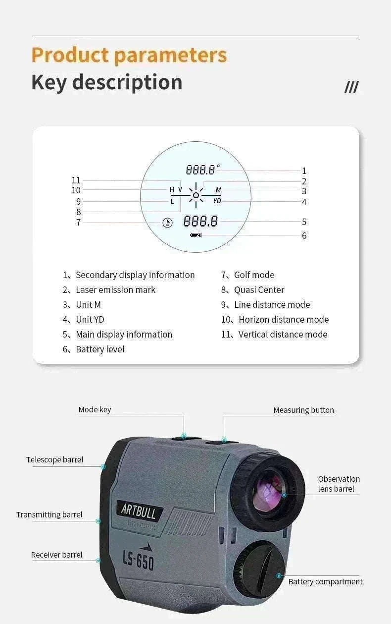 Golf Laser Rangefinder 1000M with Slope & Flag Lock Precision Meter-1000m