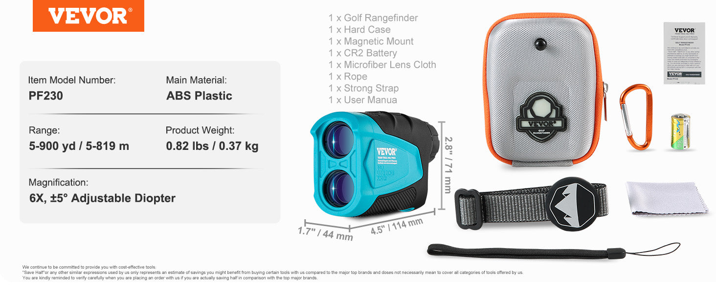 Golf Laser Rangefinder 900 Yards with Slope, Flag Lock & 6X Zoom