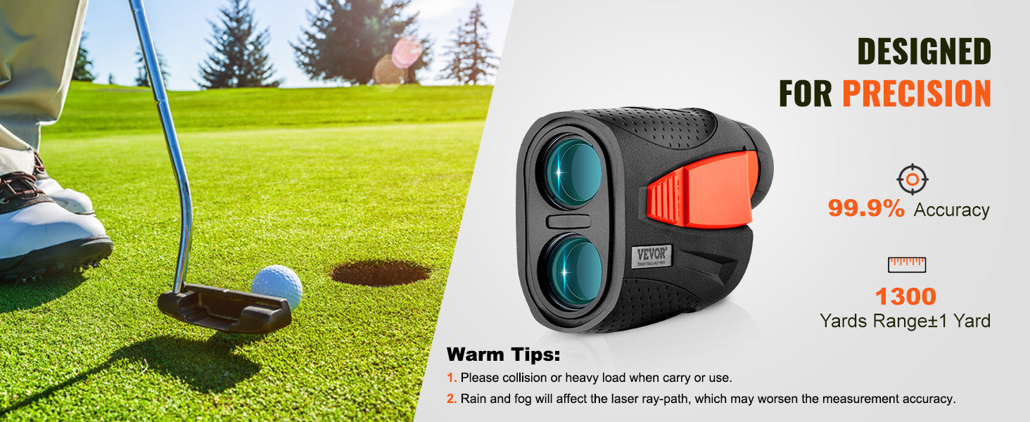 1300 Yard Golf Rangefinder with Slope, Flag Lock & 6X Zoom