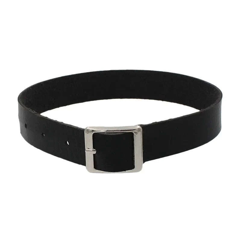Gothic Chain Choker Necklace with PU Leather and Adjustable Fit-Long Rivet