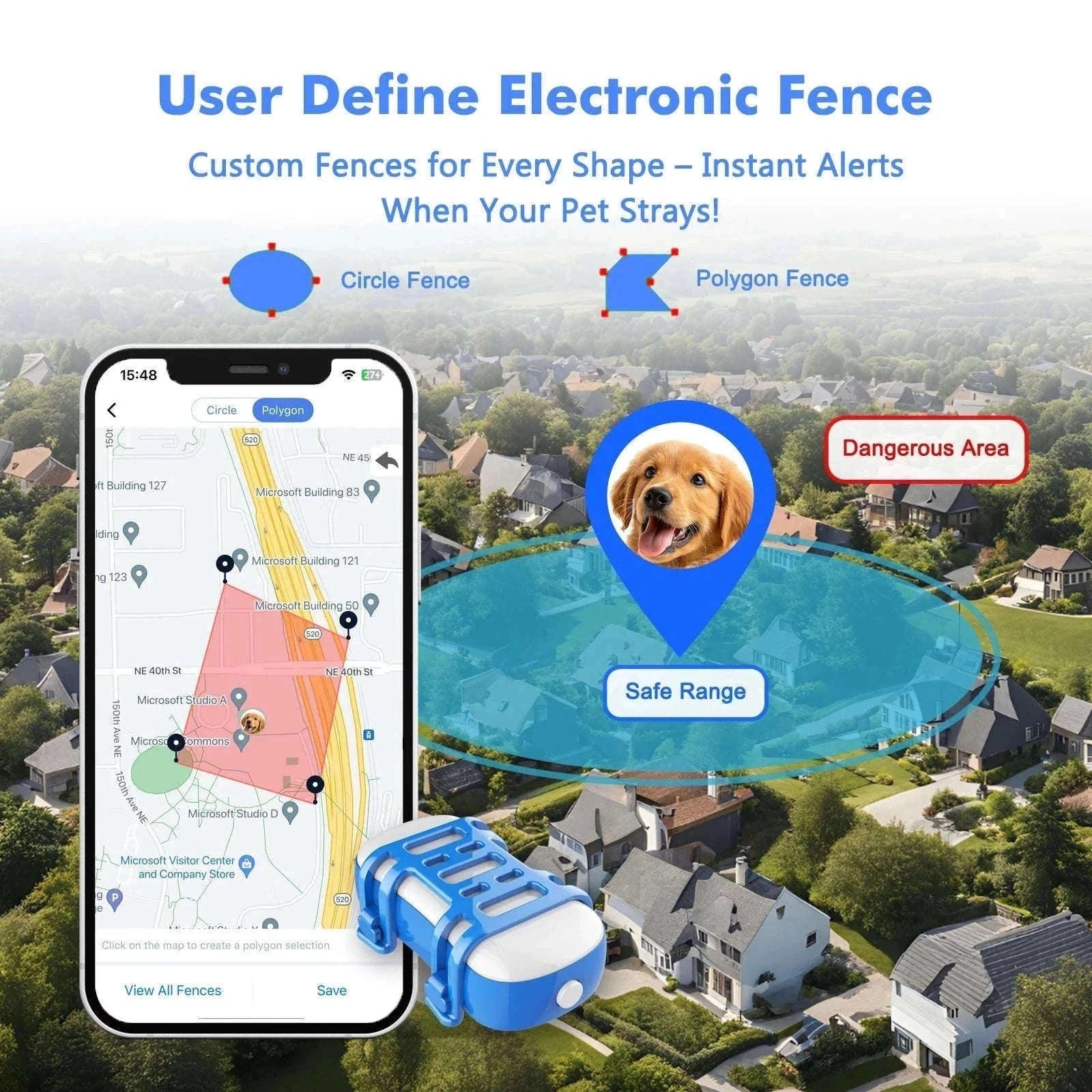 GPS Pet Tracker with Real-Time Tracking, Geo-Fence & App Alerts-Pet Tracker / United States