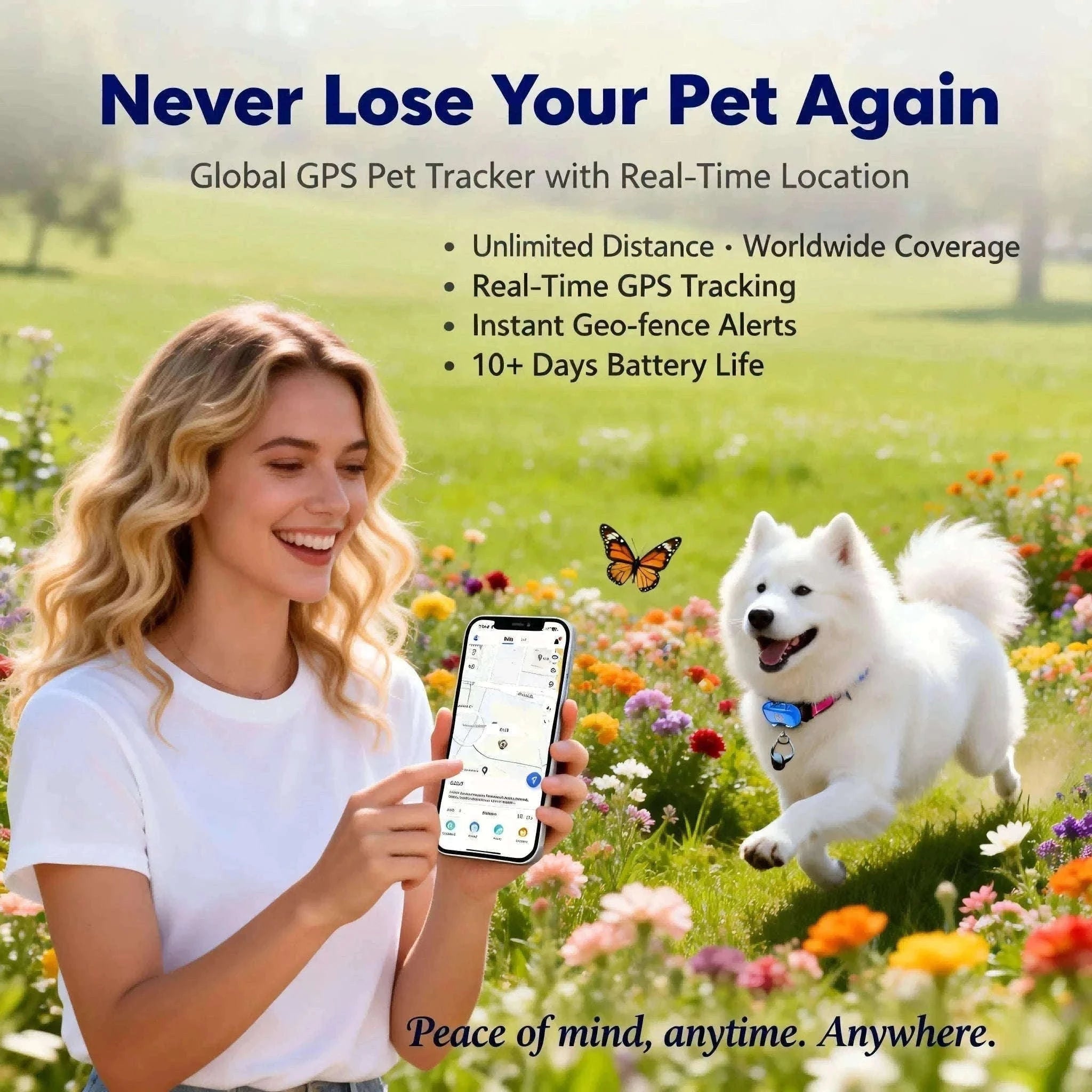 GPS Pet Tracker with Real-Time Tracking, Geo-Fence & App Alerts-Pet Tracker / United States