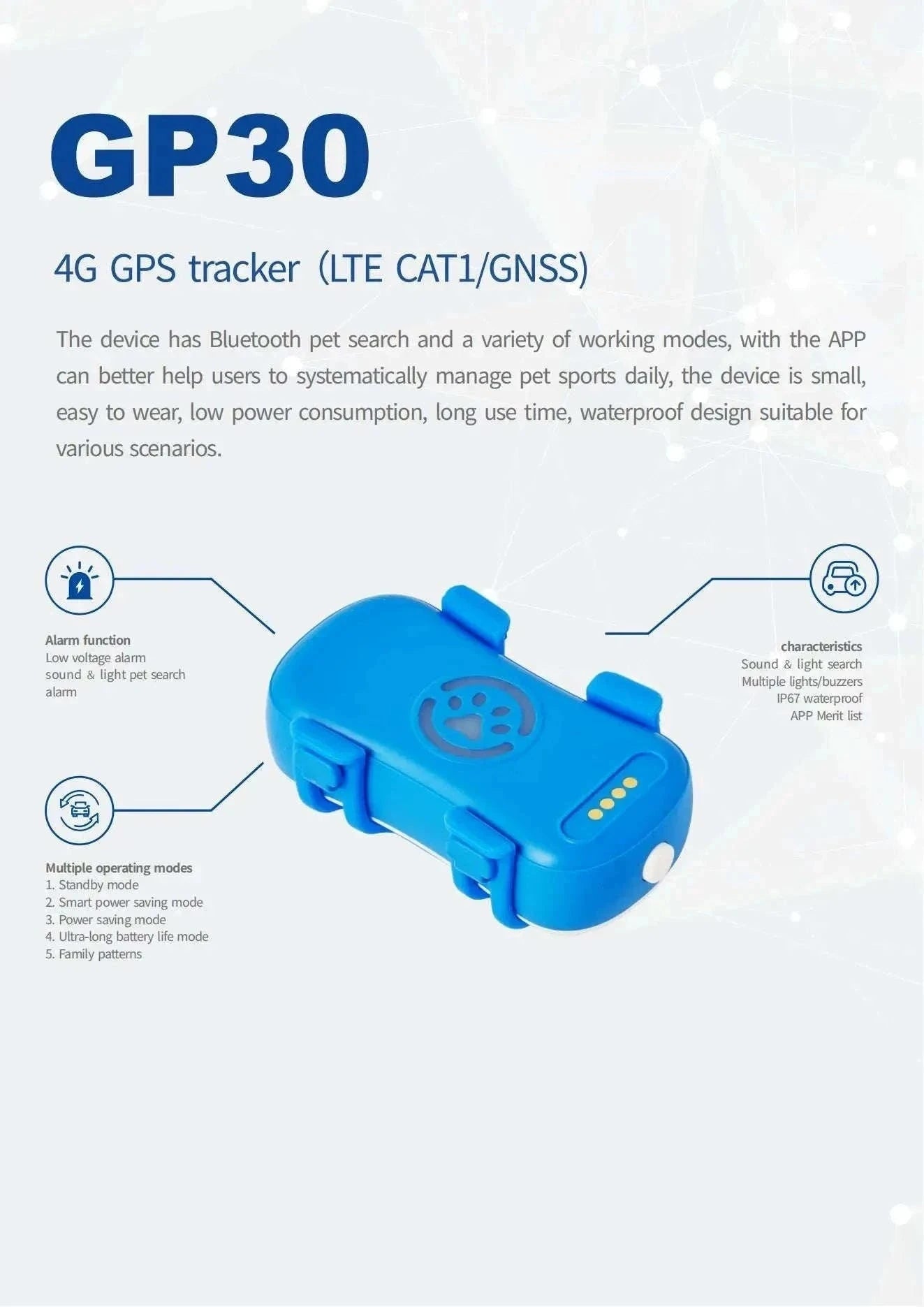GPS Pet Tracker with Real-Time Tracking, Geo-Fence & App Alerts-Pet Tracker / United States