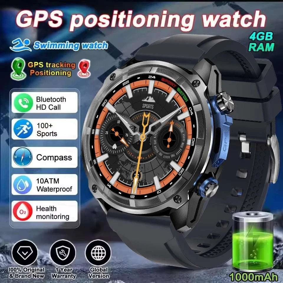 GPS Smartwatch with Offline Maps, AMOLED Display & 4GB Memory-Black Mesh Belt 2A / 1000mAh offline map