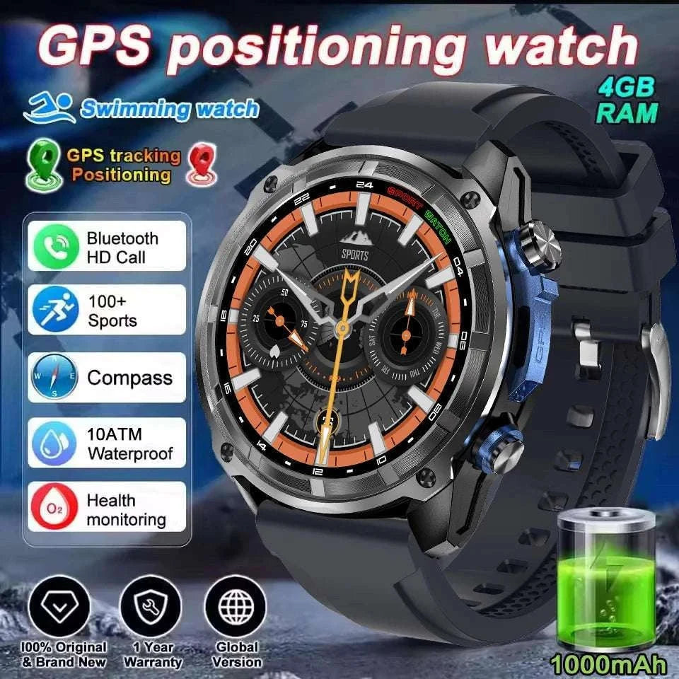 GPS Smartwatch with Offline Maps, AMOLED Display & 4GB Memory-Black Mesh Belt 2A / 1000mAh offline map