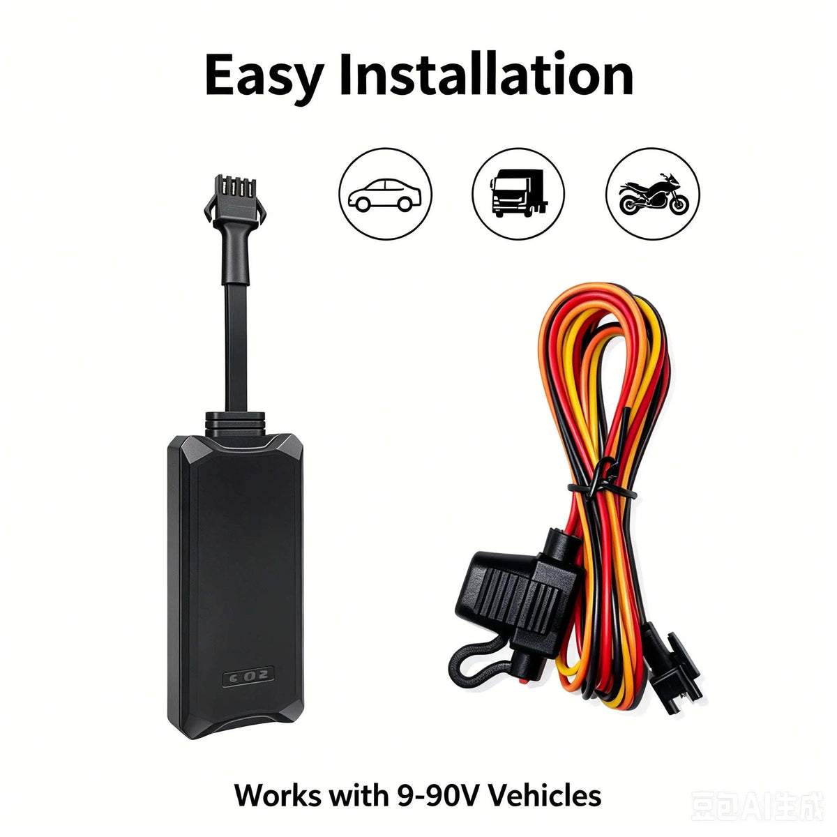 GPS Vehicle Tracker 9-90V Wired Mini Tracker with Fuel Cut Off-G17 2G