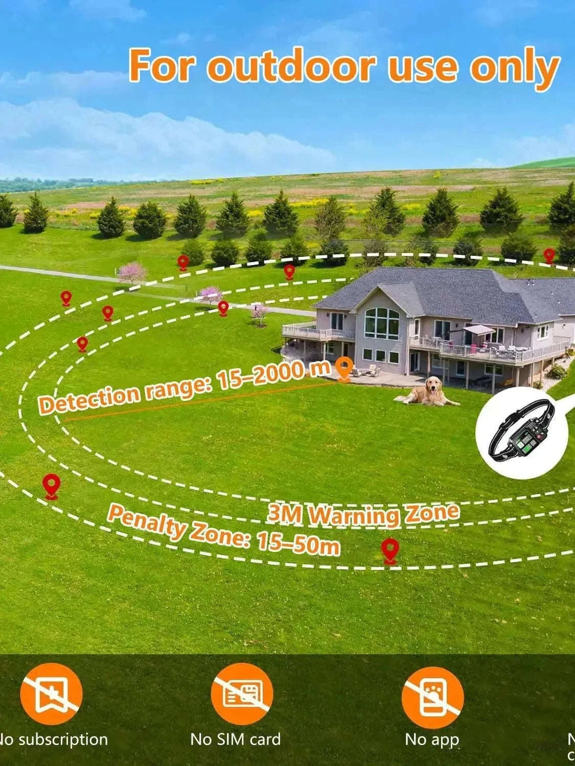 GPS Wireless Dog Fencing System for Safe Outdoor Boundaries-black