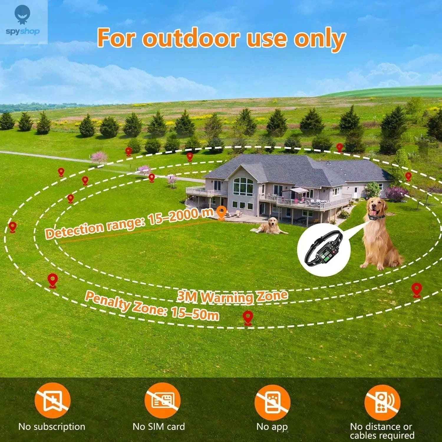 GPS Wireless Dog Fencing System – Safe, Flexible Virtual Boundaries for Your Pet-black
