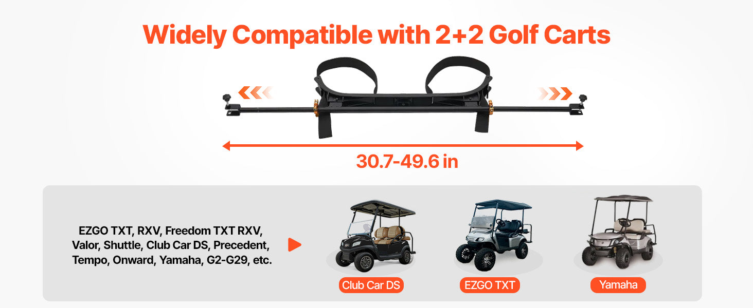 Súčkujací držiteľ tašky na golfový vozík SucceBuy 53,9 x 7,7 x 2,4 palca s popruhom Kompatibilný s väčšinou zadných sedadiel golfových vozíkov 2+2 s 1,2 palcovými štvorhrannými rúrami