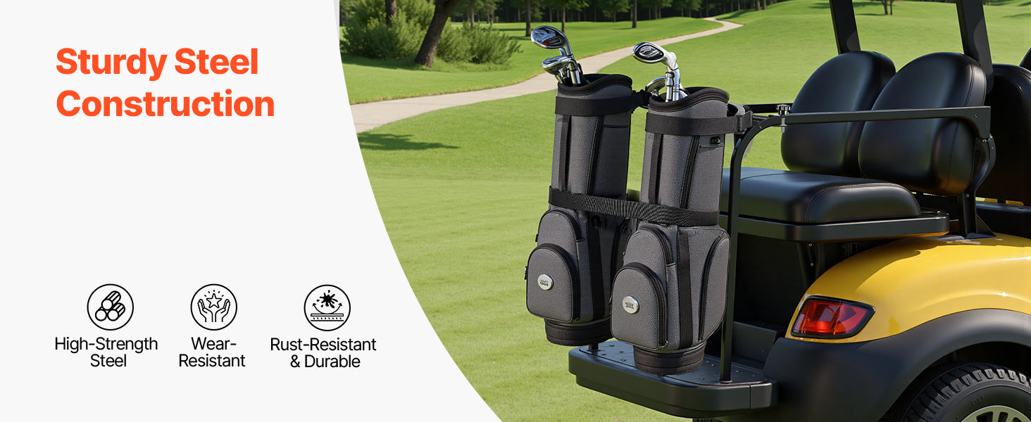 Súčkujací držiteľ tašky na golfový vozík SucceBuy 53,9 x 7,7 x 2,4 palca s popruhom Kompatibilný s väčšinou zadných sedadiel golfových vozíkov 2+2 s 1,2 palcovými štvorhrannými rúrami