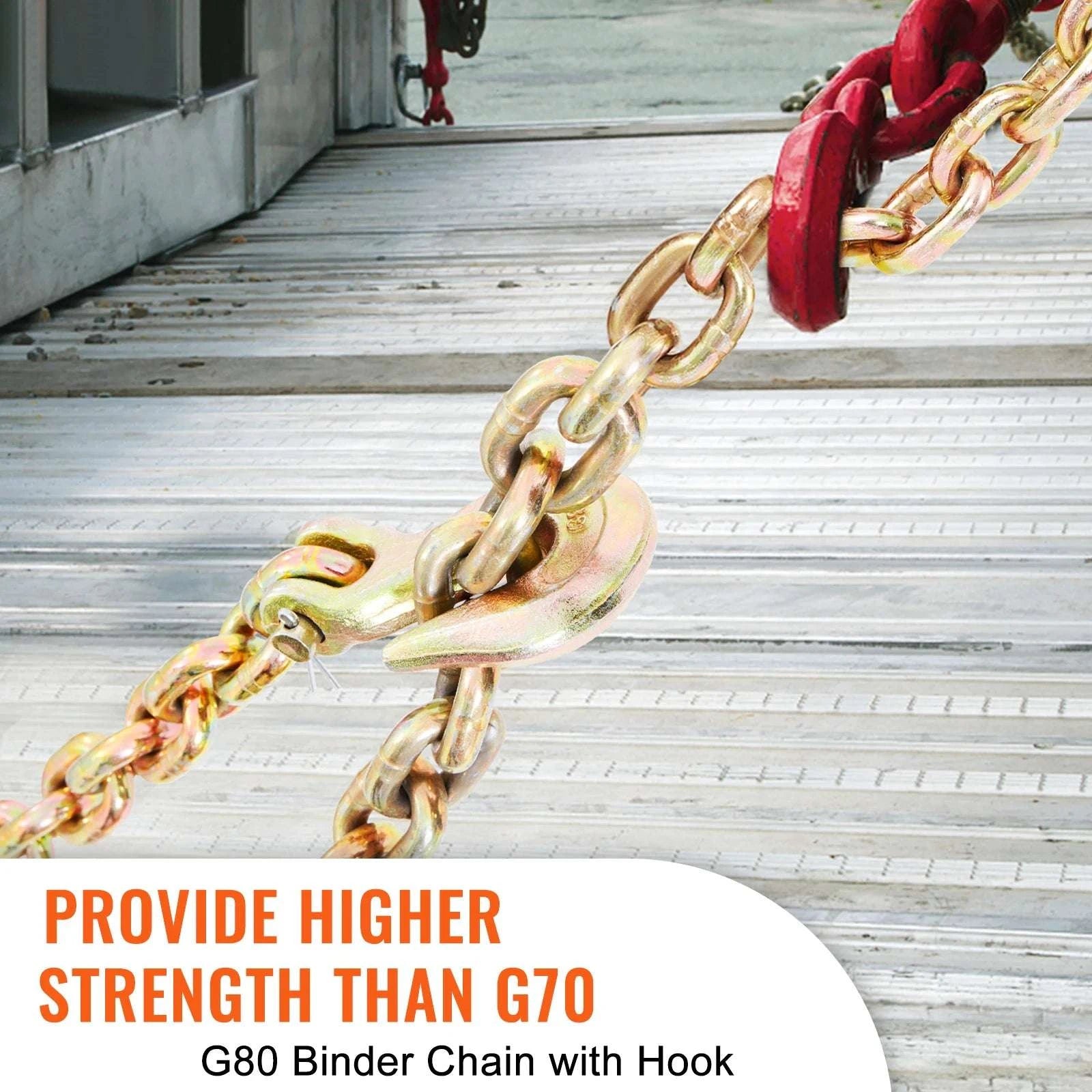 Grade 80 Binder Chain with Grab Hooks for Trailer & Load Tie Down-0.37in / 1pcs / United States