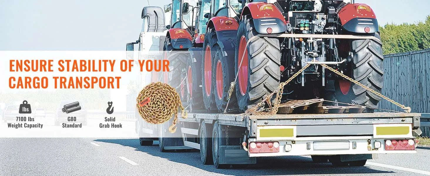 Grade 80 Binder Chain with Grab Hooks for Trailer & Load Tie Down-0.37in / 1pcs / United States