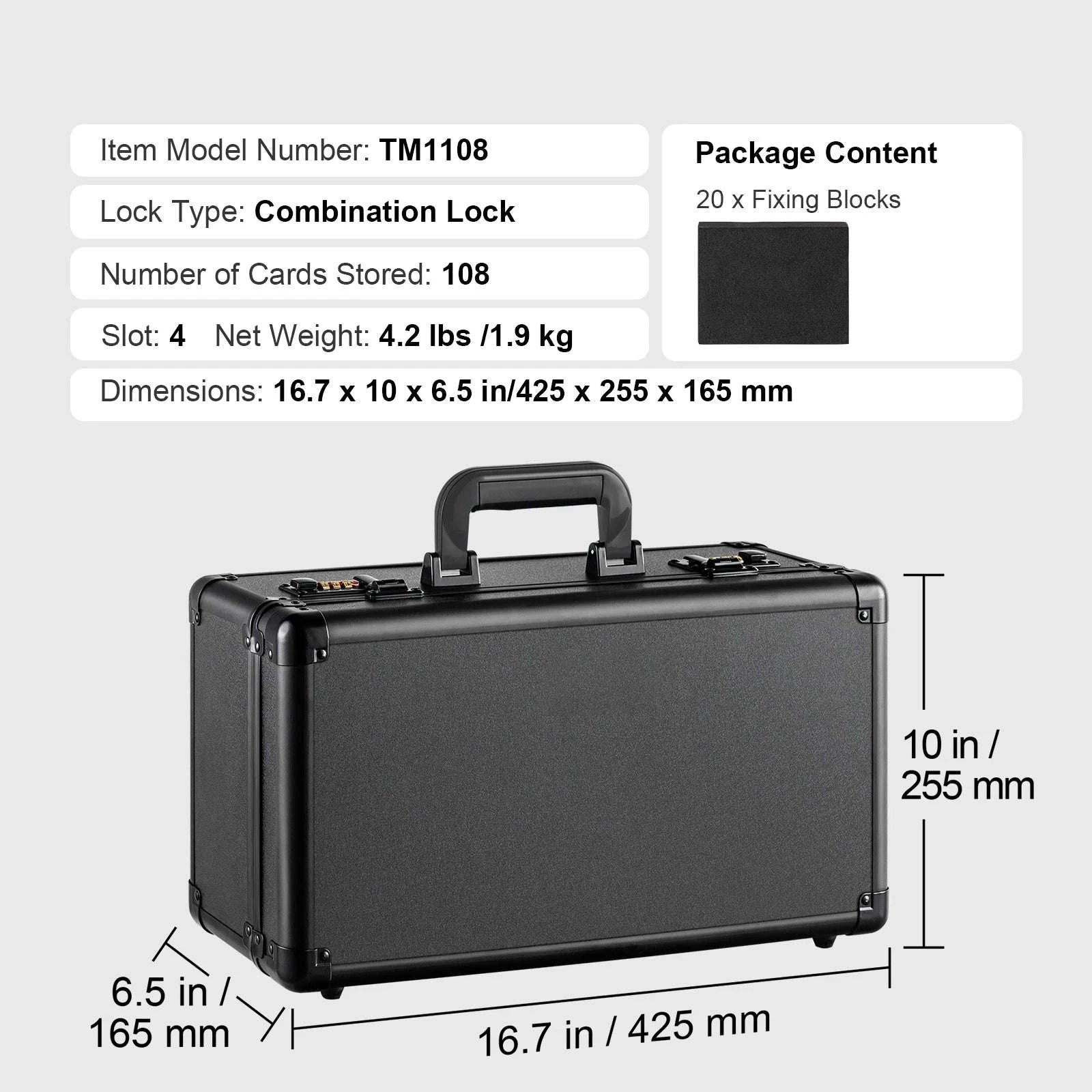 Graded Card Storage Box with Lock for PSA BGS SGC Cards-Combination Lock 108 / france