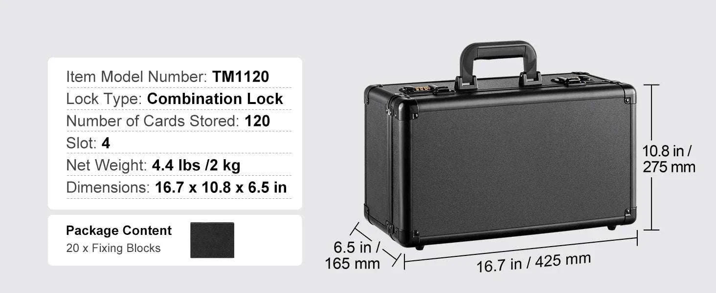 Graded Card Storage Box with Lock for PSA BGS SGC Cards-Combination Lock 108 / france