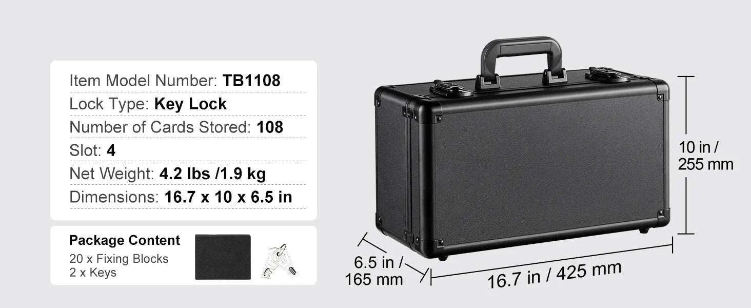Graded Card Storage Box with Lock for PSA BGS SGC Cards-Combination Lock 108 / france