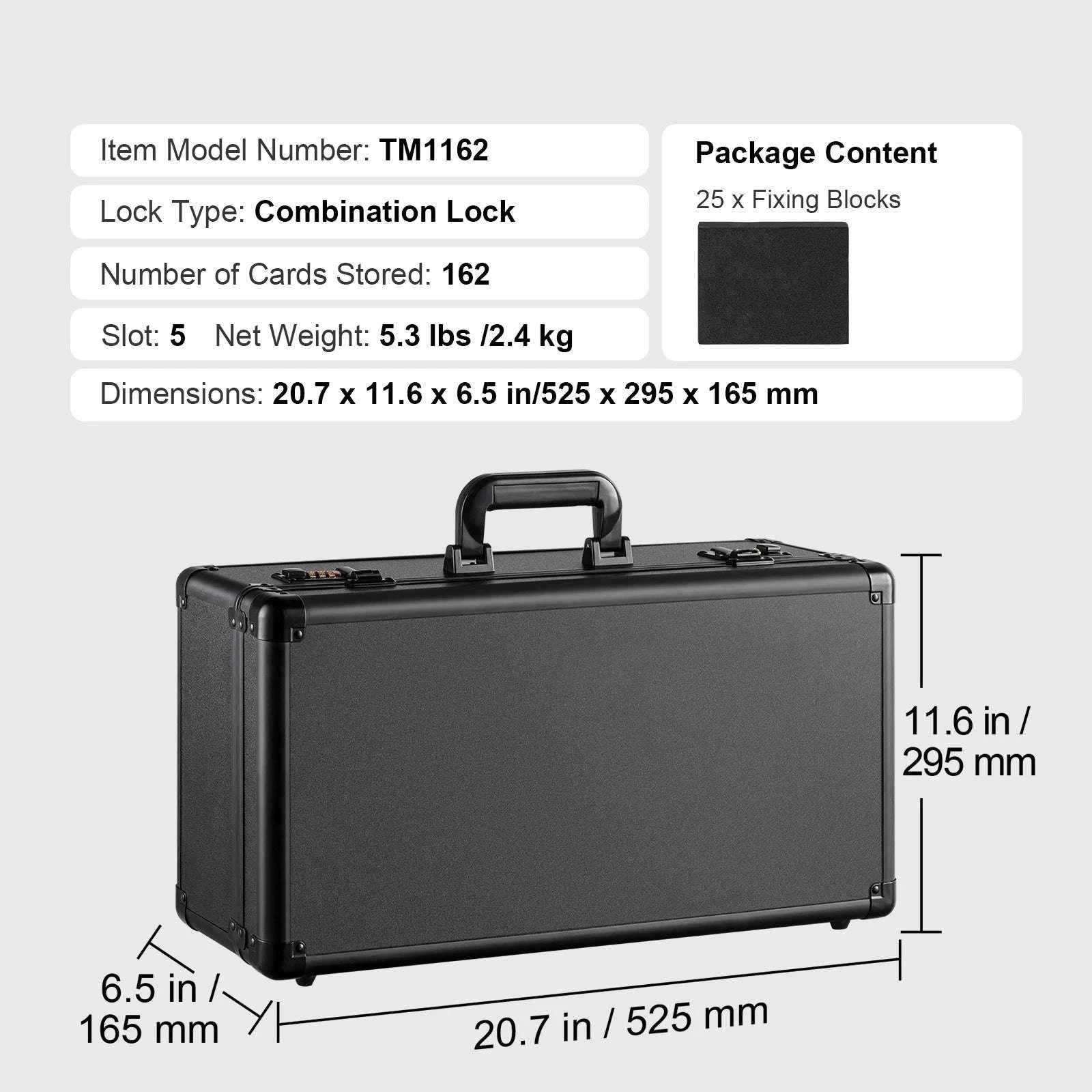 Graded Card Storage Box with Lock for PSA BGS SGC Cards-Combination Lock 108 / france