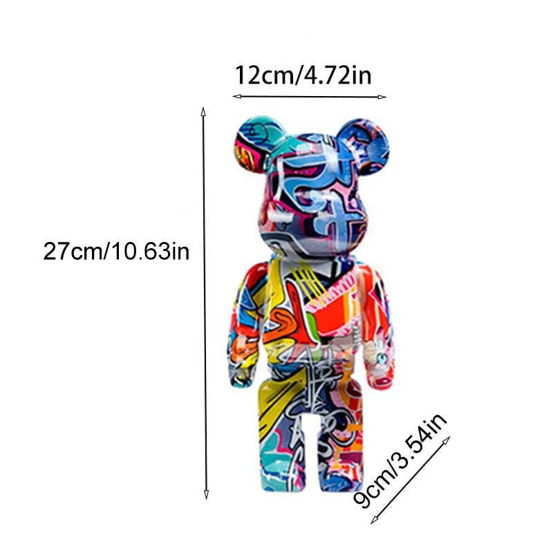 Graffiti Bear Resin Storage Figurine for Home Decor-R