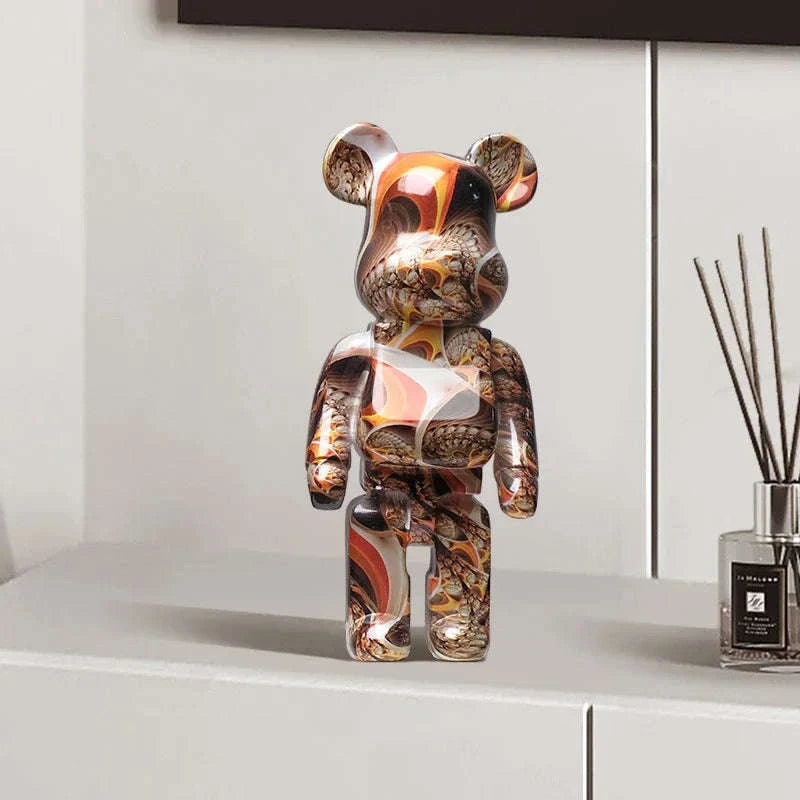 Graffiti Bear Resin Storage Figurine for Home Decor-R