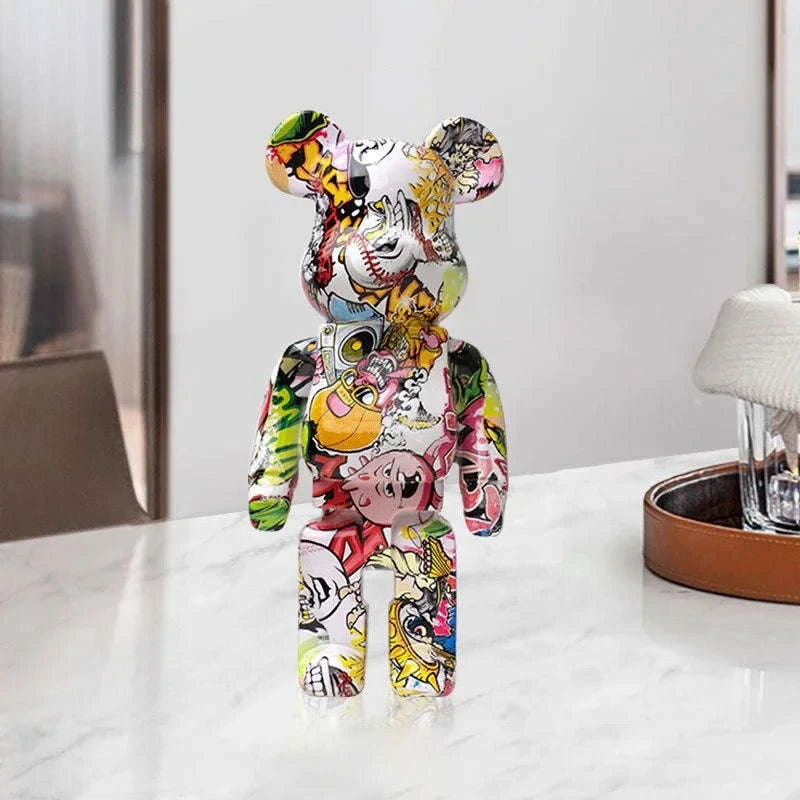 Graffiti Bear Resin Storage Figurine for Home Decor-R