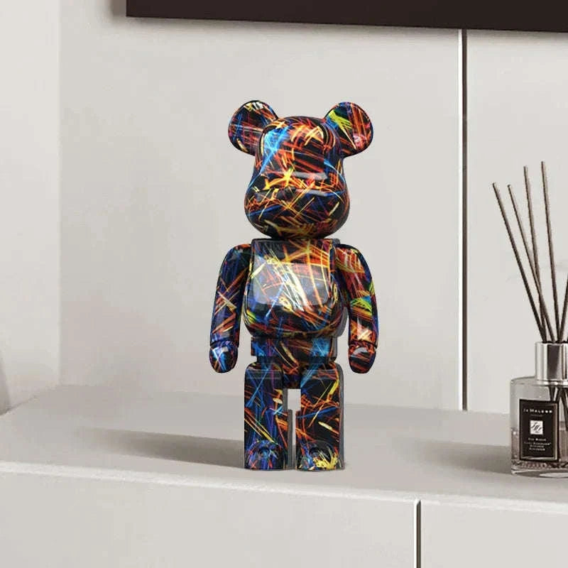 Graffiti Bear Resin Storage Figurine for Home Decor-R