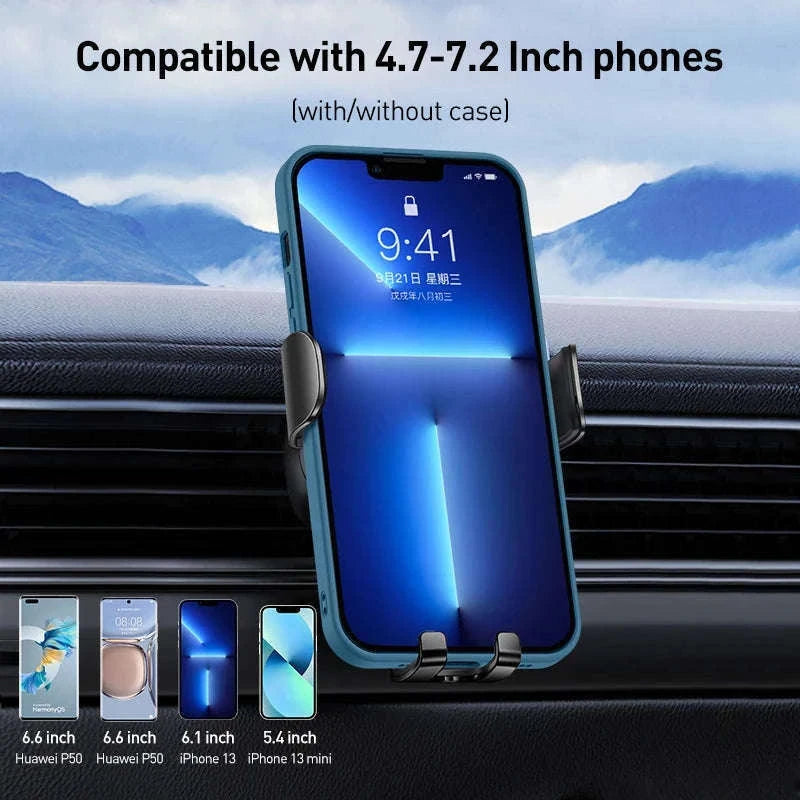 Gravity Car Phone Holder Air Vent Mount for 4.7–6.5 Inch Phones-Air Vent Black
