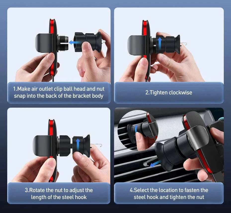 Gravity Car Phone Holder Air Vent Mount for 4.7–6.5 Inch Phones-Air Vent Black