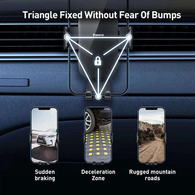 Gravity Car Phone Holder Air Vent Mount for 4.7–6.5 Inch Phones-Air Vent Black