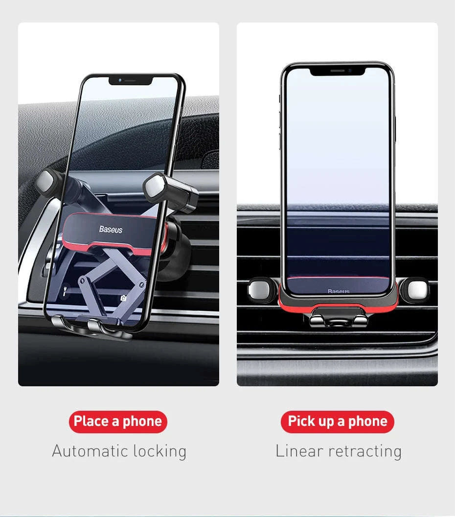 Gravity Car Phone Holder Air Vent Mount for 4.7–6.5” Phones-with Swing Arm
