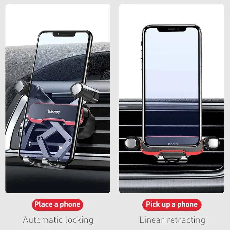 Gravity Car Phone Holder Air Vent Mount for 4.7–6.5” Phones-with Swing Arm