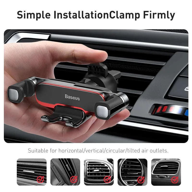 Gravity Car Phone Holder Air Vent Mount for 4.7–6.5” Phones-with Swing Arm
